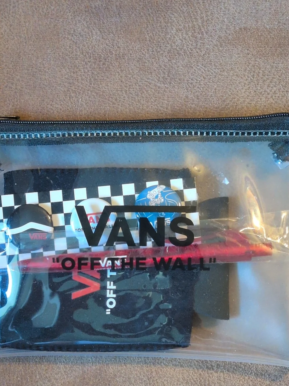 VANS Off the Wall Clear Zip Pouch Zipper Pouch Bag With Promotional Goodies